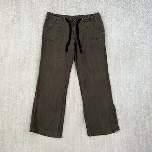 Sanctuary Linen Green Boho Wide Leg Crop Pants 28
